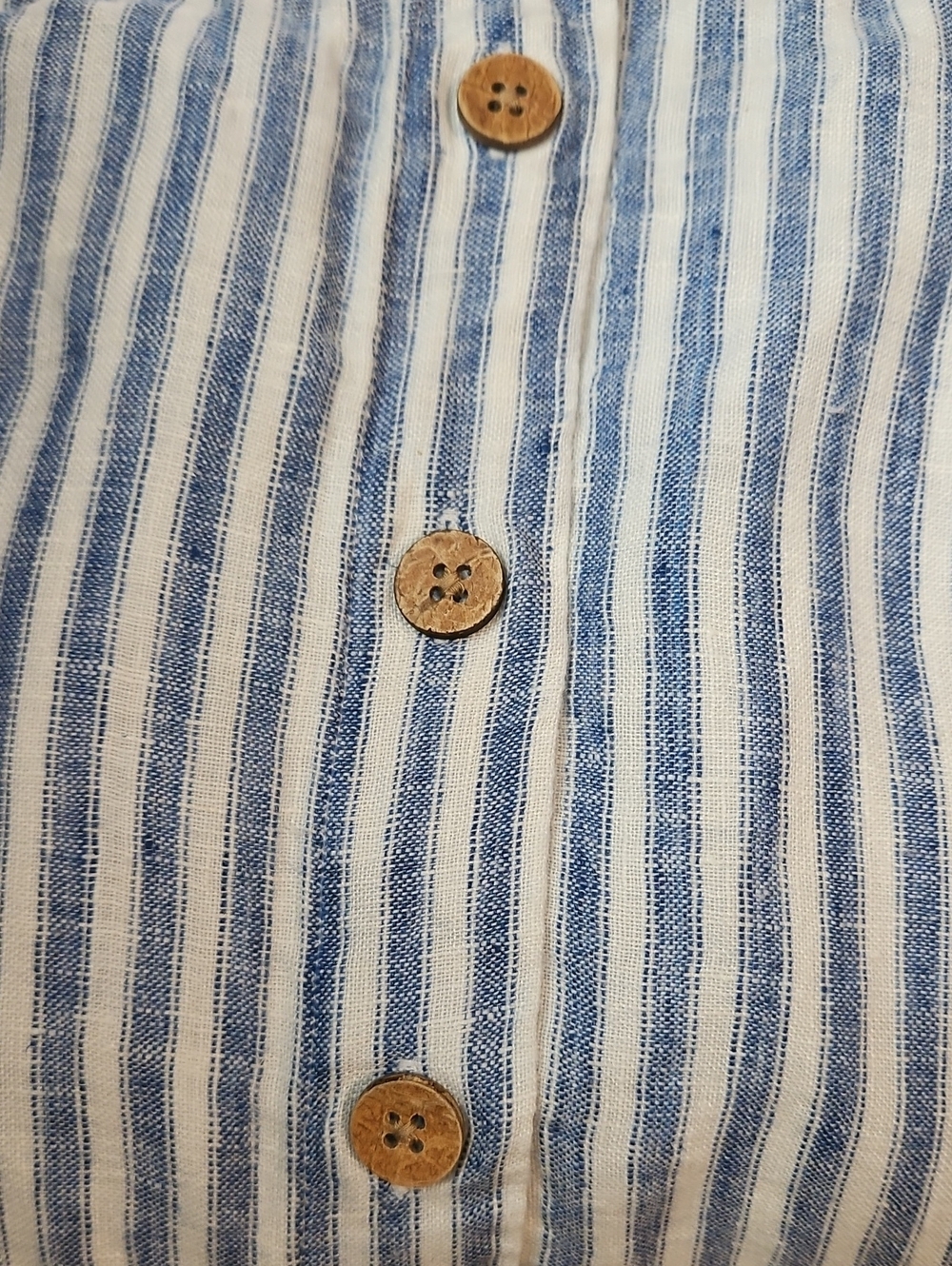 Faherty Whitley Linen Button Front Skirt Blue Low Tide Stripe Women's Large - Picture 14 of 14